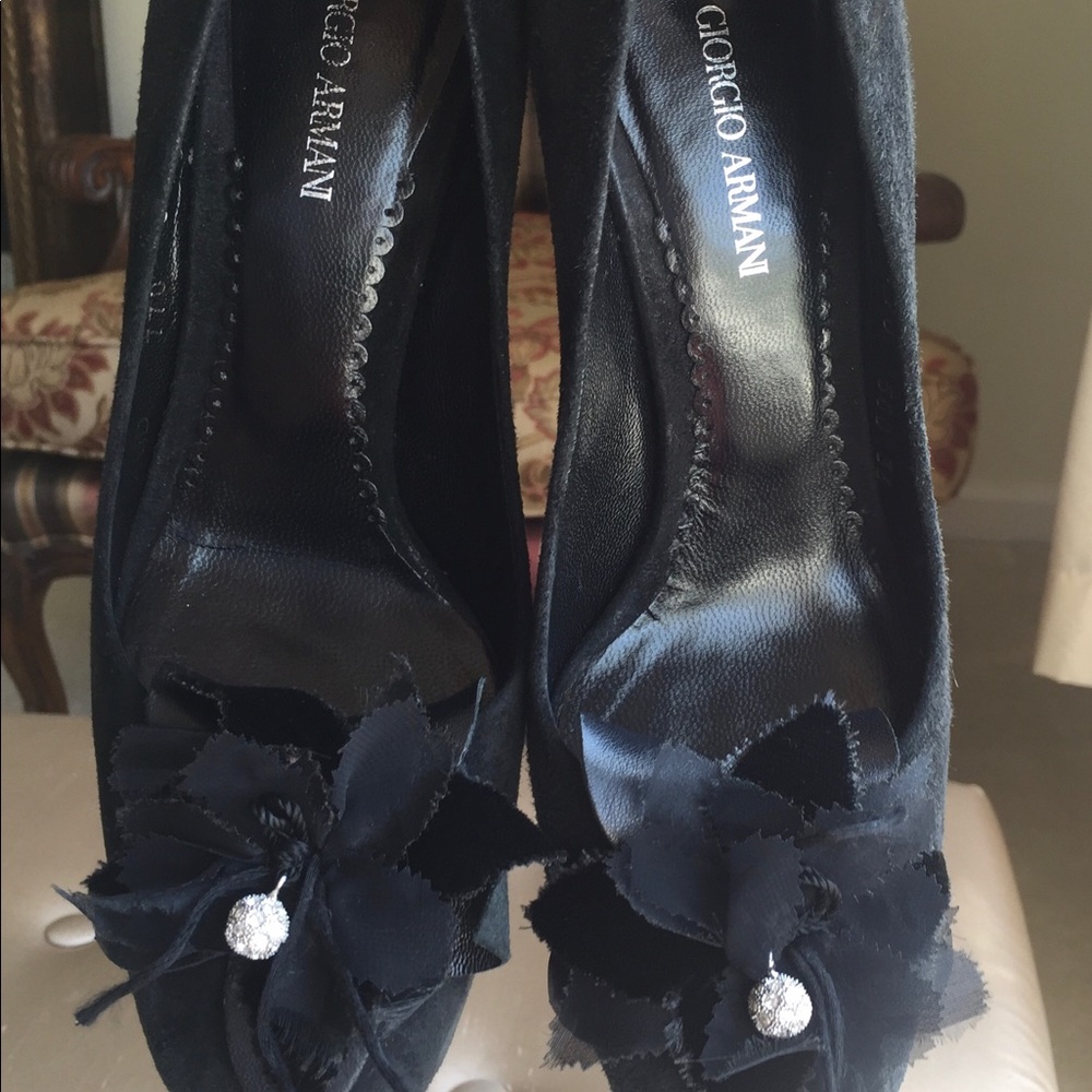 Giorgio Armani Black Suede Pumps